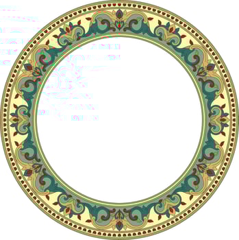 Vector colored round Turkish ornament. Endless Ottoman national border, frame, ring.