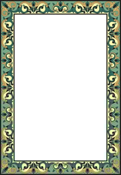 Vector colored square turkish ornament. Endless ottoman national border, frame.