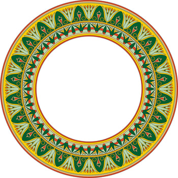 Vector ancient colored Egyptian round ornament. Endless national ethnic border, frame, ring.