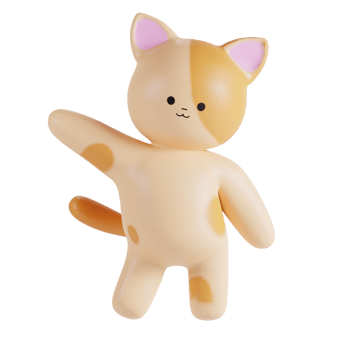 Cute Cat 3D Render Illustration png