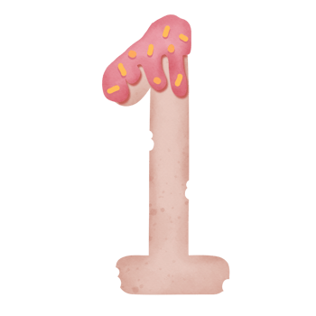 Number watercolor cookies png