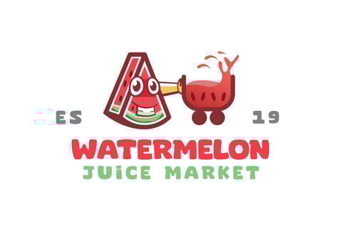 watermelon cute mascot -minimal watermelon and a cart, - watermelon mascot logo vector