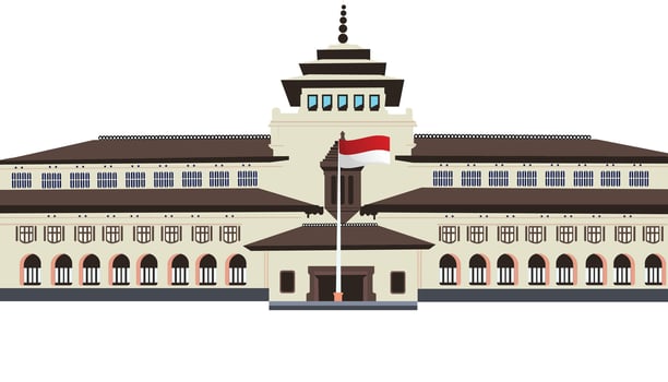 Landmark Gedung Sate Vector Illustration The Icon of Bandung, West Java, Indonesia