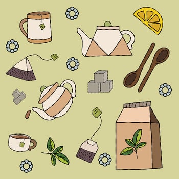 Tea equipment illustration, suitable for various needs such as stickers, and symbol symbols for your tea shop needs vector