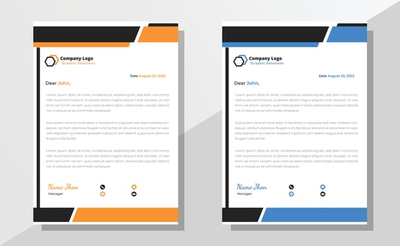 Modern professional corporate letterhead design, letter head, letterhead, creative business or company letterhead design template vector