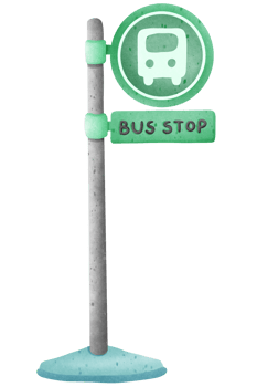 Isolated cute green bus stop sign in watercolor style png
