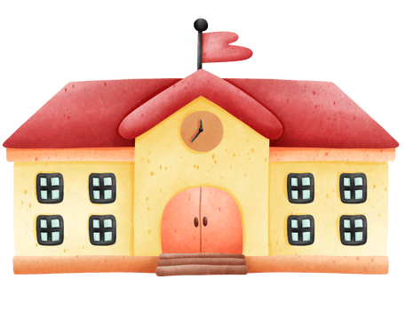 Isolated cute school building in transparent background png