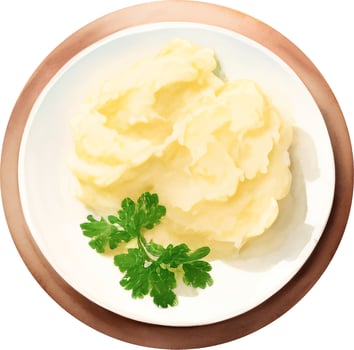 Mashed Potato Top View Isolated Hand Drawn Painting Illustration vector