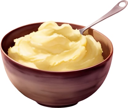Mashed Potato on a Bowl Isolated Hand Drawn Painting Illustration vector