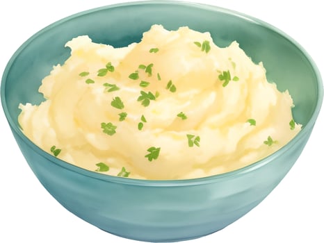 Mashed Potato on a Bowl Isolated Hand Drawn Painting Illustration vector