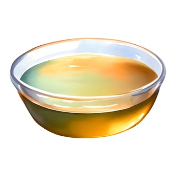 Virgin Olive Oil in Transparent Glass Bowl Isolated Hand Drawn Painting Illustration vector