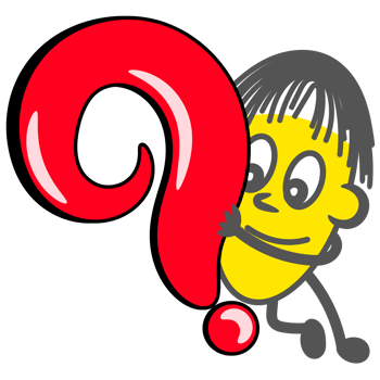 Round yellow with a red question marks png