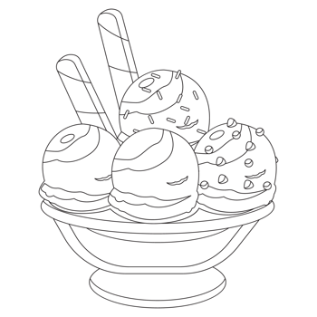 Four Cup Ice Ice Cream 2D Outline Illustrations png