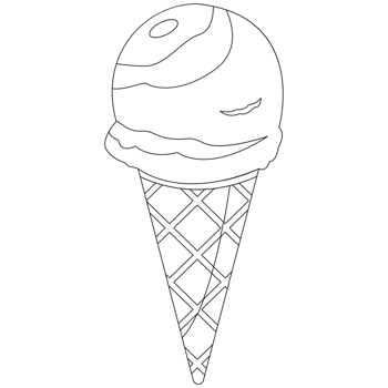 Matcha Cone Ice Cream 2D Outline Illustrations png