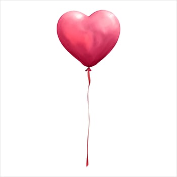 Pink Heart Shaped Balloon Isolated Detailed Hand Drawn Painting Illustration vector