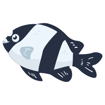 Blackwhite Fish 2D Color Illustration png