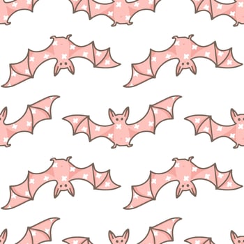 Halloween seamless pattern with pink bats vector