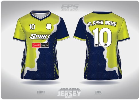 EPS jersey sports shirt vector.blue and green paper tore pattern design, illustration, textile background for V-neck sports t-shirt, football jersey shirt vector