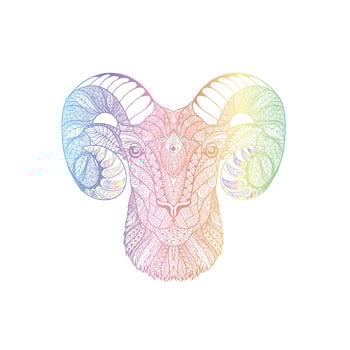 vector design, line illustration of sheep with spectrum color gradations
