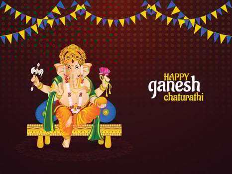 Vector illustration of happy ganesh chaturthiA
