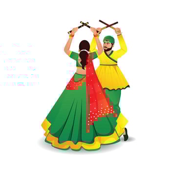 Dandiya night dancing vector illustration for happy navratri