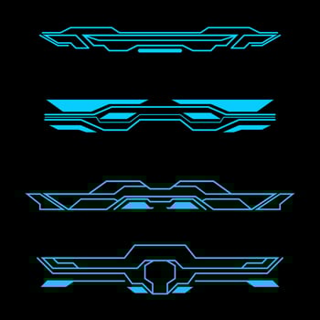 vector set of futuristic technology interface elements frame