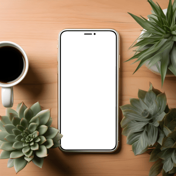 Mobile Phone Screen Template Mockup with Decorative Plant, ai generated png