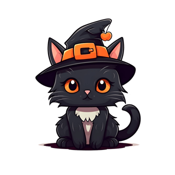 halloween cute cat cartoon character style generative AI. png
