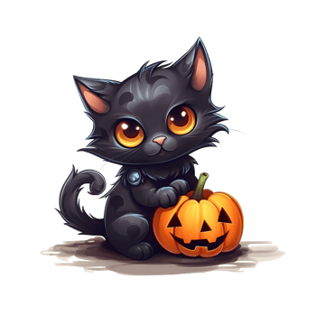 halloween cute cat cartoon character style generative AI. png