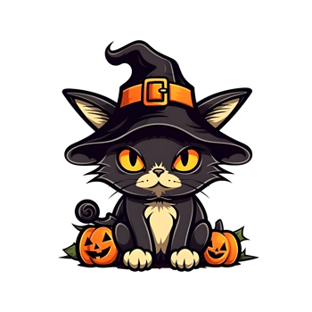 halloween cute cat cartoon character style generative AI. png