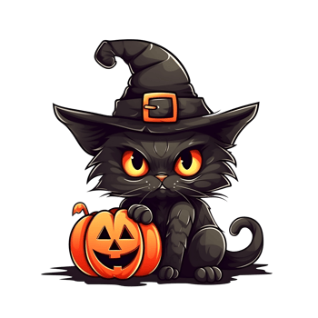 halloween cute cat cartoon character style generative AI. png