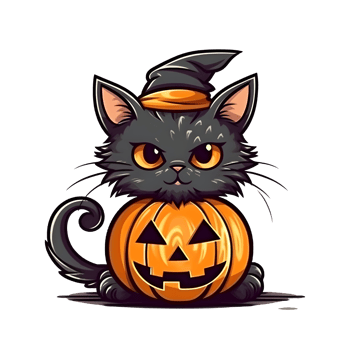 halloween cute cat cartoon character style generative AI. png