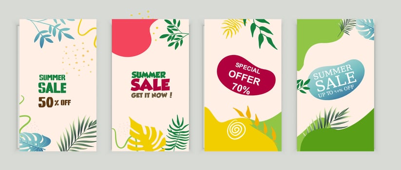 Summer sale banner and poster design with tropical beach background Vector. Realistic big and super sale summer vacation background design. vector
