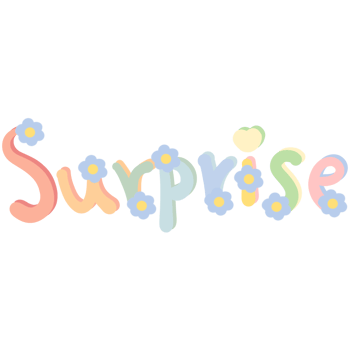 Colorful word Surprise decorated with flowers isolated on transparent background png
