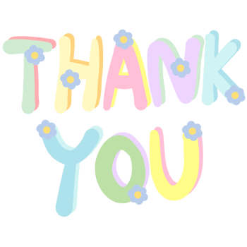 Colorful word THANK YOU decorated with flowers isolated on transparent background png