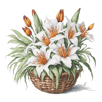 Watercolor Floral Basket, Watercolor Basket, Flower Basket, Watercolor Floral Flower Design, Watercolor Flower Arrangements Floral, Watercolor Flower Design, Wedding Decoration, AI Generated png