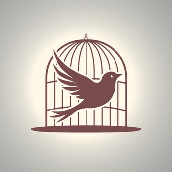 Vintage bird cage with single bird vector