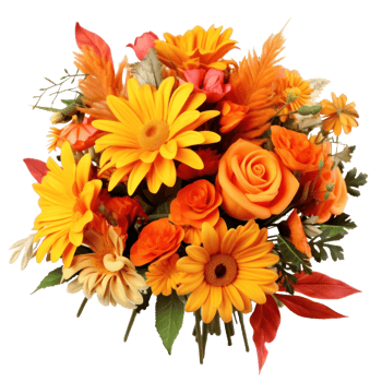 Autumn flowers bouquet isolated png
