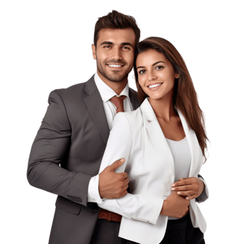 Happy multi ethnic business couple isolated png