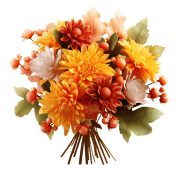 Autumn flowers bouquet isolated png