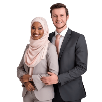 Happy multi ethnic business couple isolated png