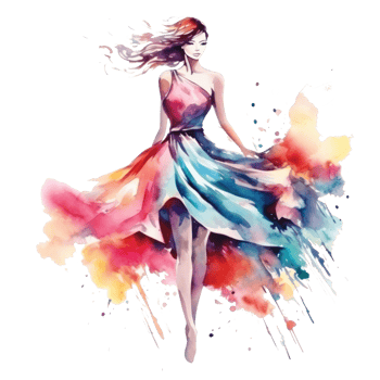 Watercolor fashion illustration isolated png