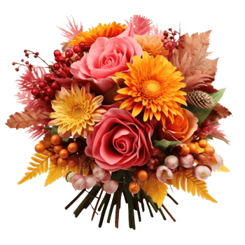 Autumn flowers bouquet isolated png