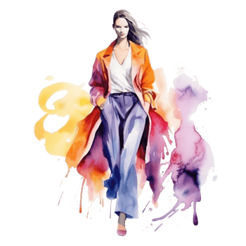 Watercolor fashion illustration isolated png