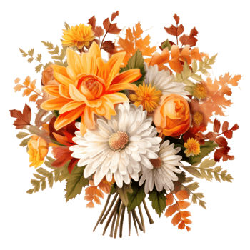 Autumn flowers bouquet isolated png