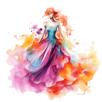 Watercolor fashion illustration isolated png