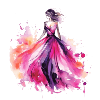 Watercolor fashion illustration isolated png
