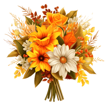 Autumn flowers bouquet isolated png