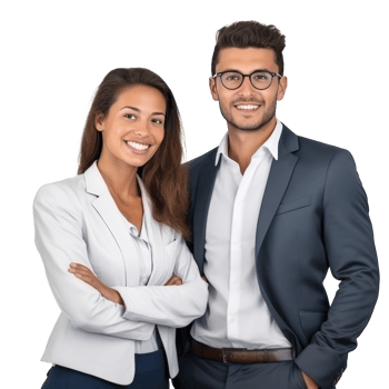 Happy multi ethnic business couple isolated png