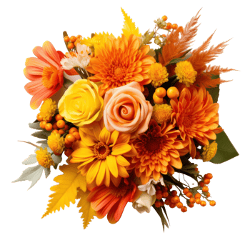Autumn flowers bouquet isolated png